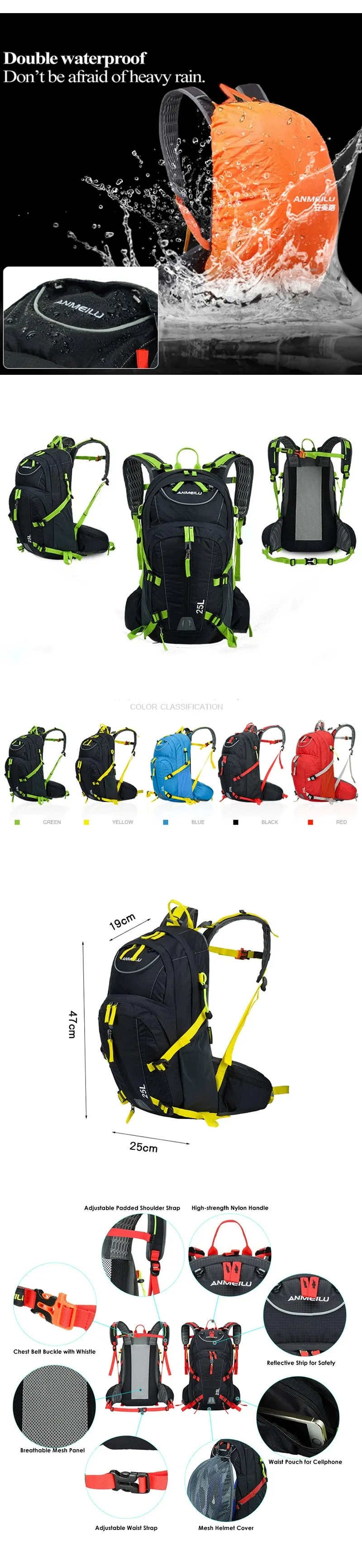 25L Sport Camping and Hiking Backpack