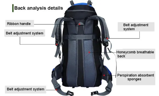 70L Nylon Camping Trekking Hiking Rucksack