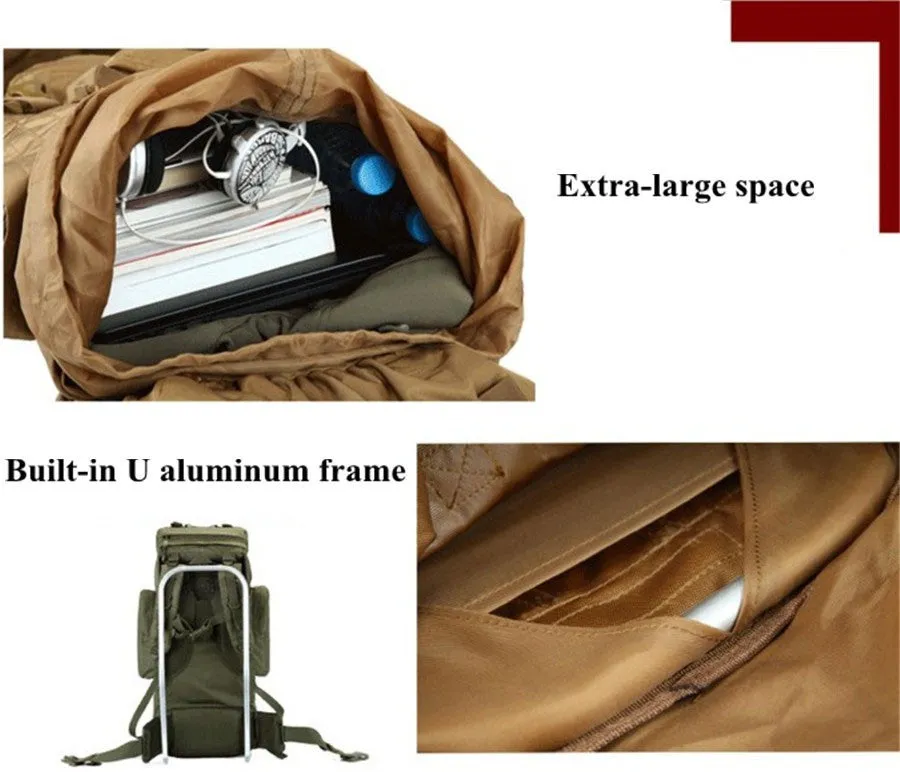 80L Outdoor Mountaineering Large Capacity Nylon "U" Internal Frame Camping Hiking Rucksack