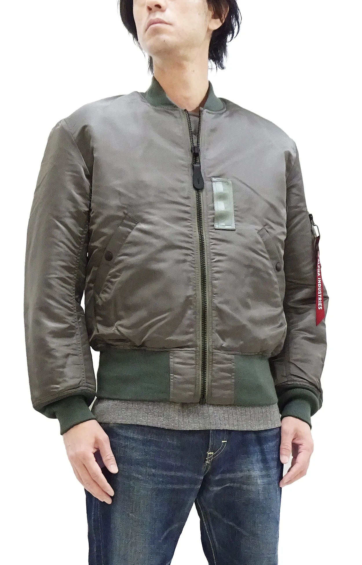 Alpha Industries MA-1 Flight Jacket Men's Reproduction of Dobbs Industries MA1 Plain Bomber Jacket TA0491 TA0491-048 Faded-Gray