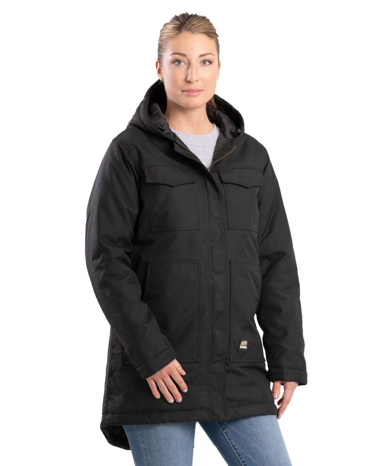 Berne Womens Icecap Parka Black 100% Nylon Insulated Jacket