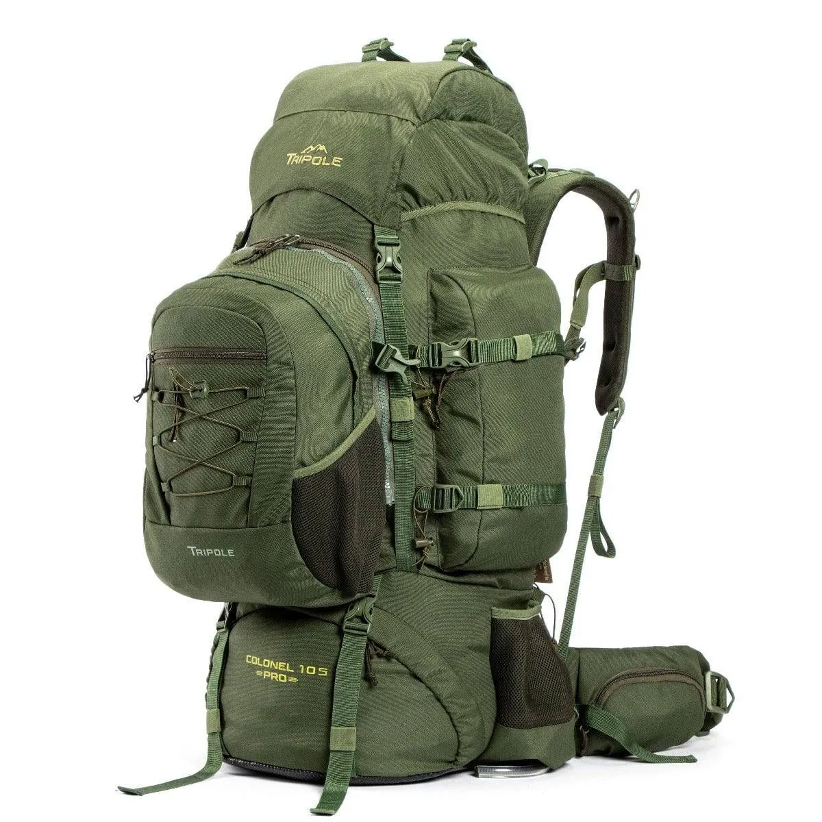 Colonel Pro Metal Frame Rucksack   Detachable Bag & Rain Cover - 105 Litres - Army Green