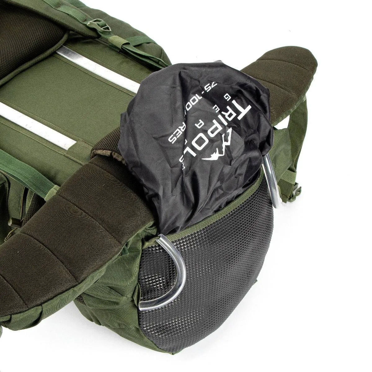 Colonel Pro Metal Frame Rucksack   Detachable Bag & Rain Cover - 105 Litres - Army Green