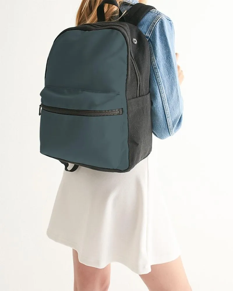 Dark Blue Cool Green Canvas Backpack | Dark Pale Pastel Blue Cool Green | C30M0Y15K80