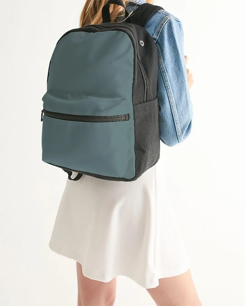 Medium Dark Blue Cool Green Canvas Backpack | Medium Dark Pale Pastel Blue Cool Green | C30M0Y15K60