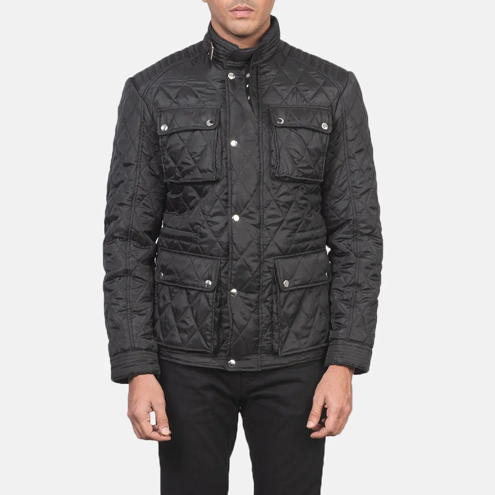 Nelson Quilted Black Windbreaker Jacket