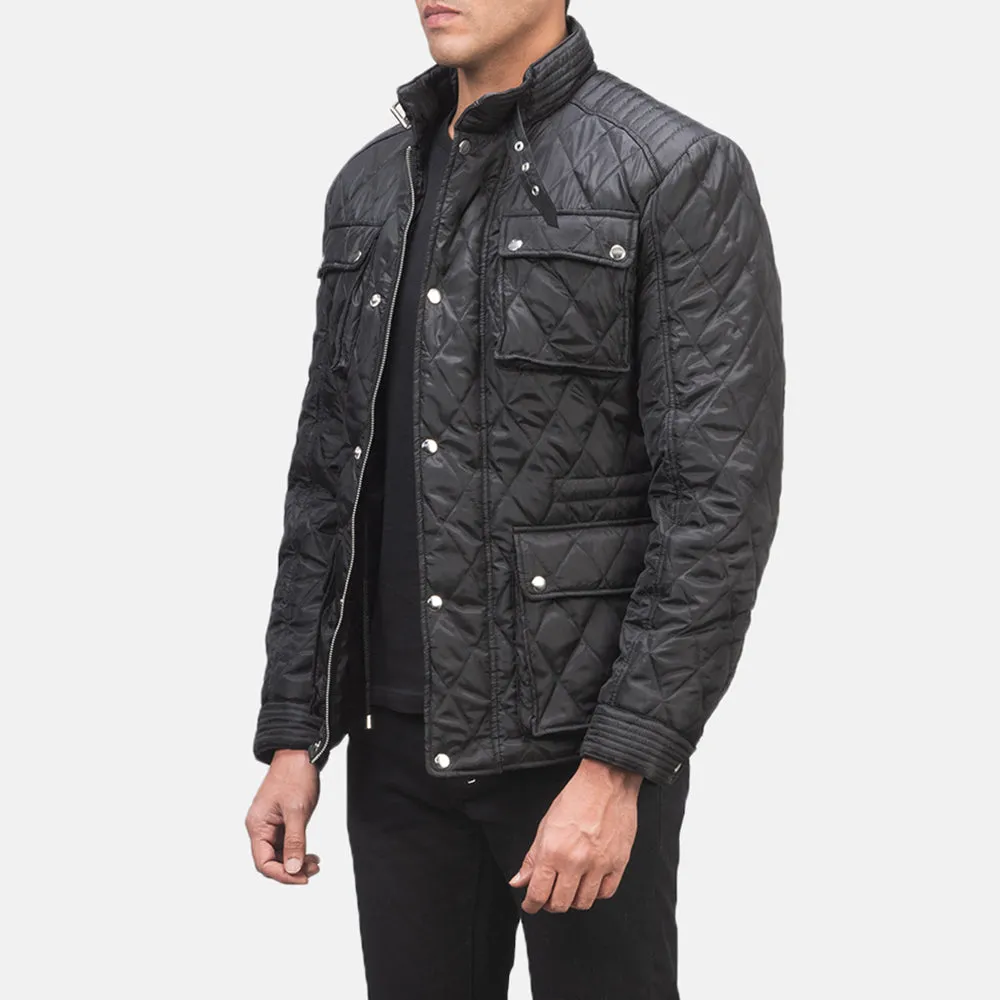 Nelson Quilted Black Windbreaker Jacket