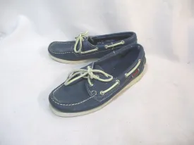 SEBAGO DOCKSIDERS Mocs Boat Shoe Preppy BLUE LEATHER 6