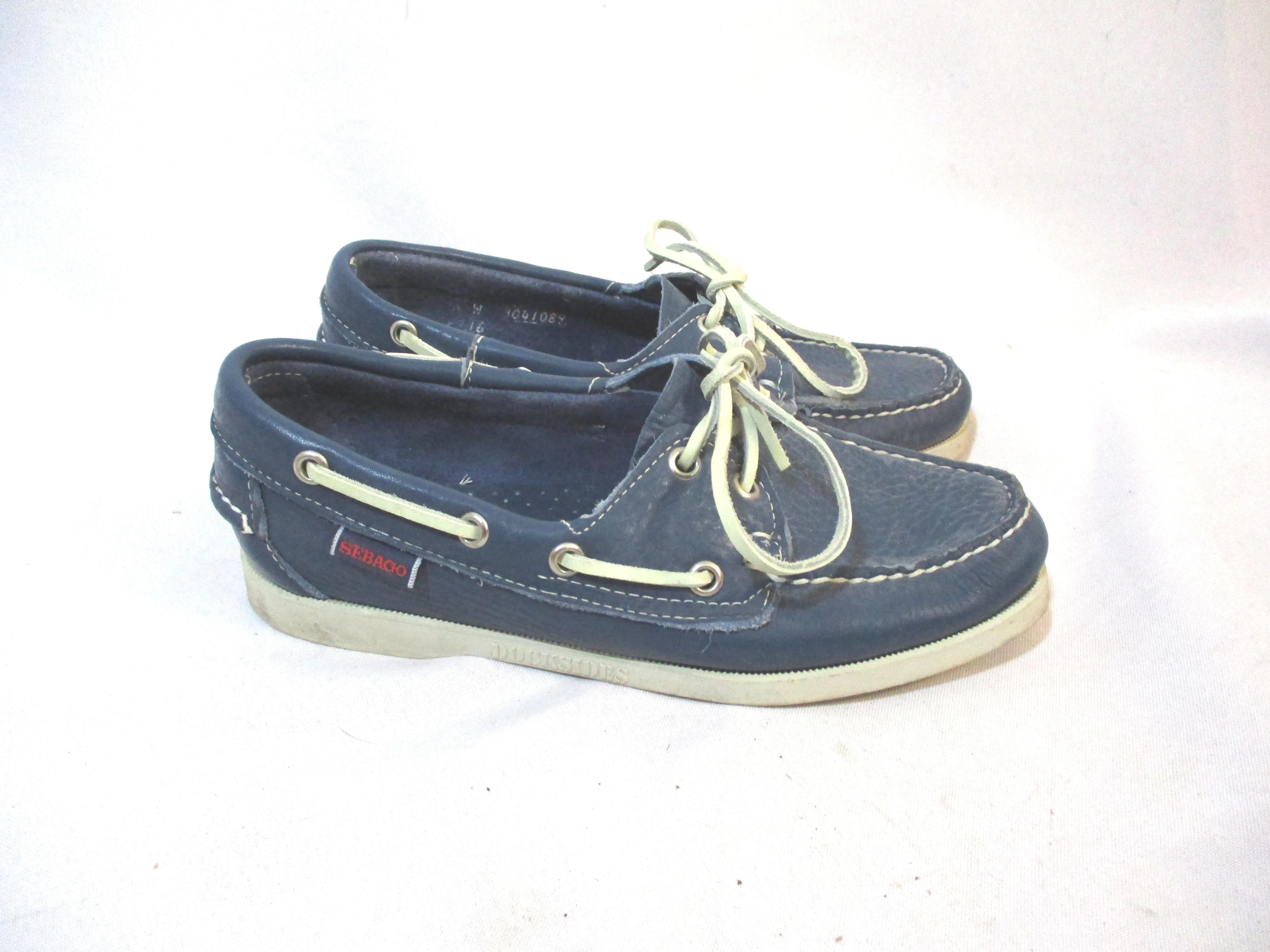 SEBAGO DOCKSIDERS Mocs Boat Shoe Preppy BLUE LEATHER 6